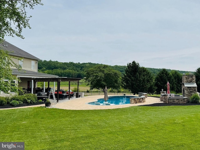 8170 Hollow Rd, Middletown, MD 21769 - outdoor pool with a pergola, an outdoor hangout area, a patio, and a yard