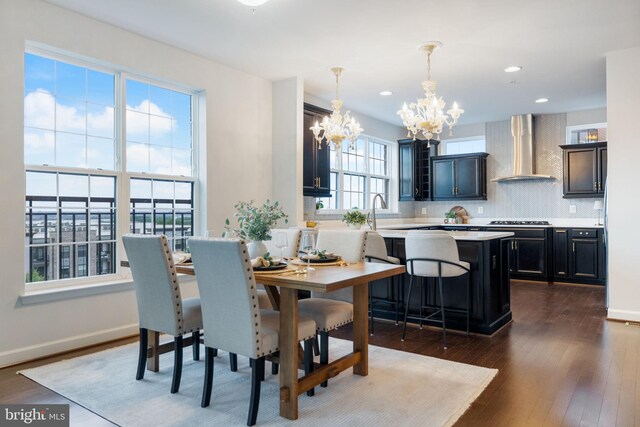 501 Triggerfish Dr, Oxon Hill, MD 20745 - dining room featuring a chandelier, dark wood-style floors, baseboards, and recessed lighting