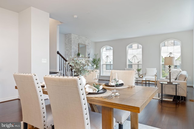 501 Triggerfish Dr, Oxon Hill, MD 20745 - dining room with dark wood finished floors, baseboards, and stairs