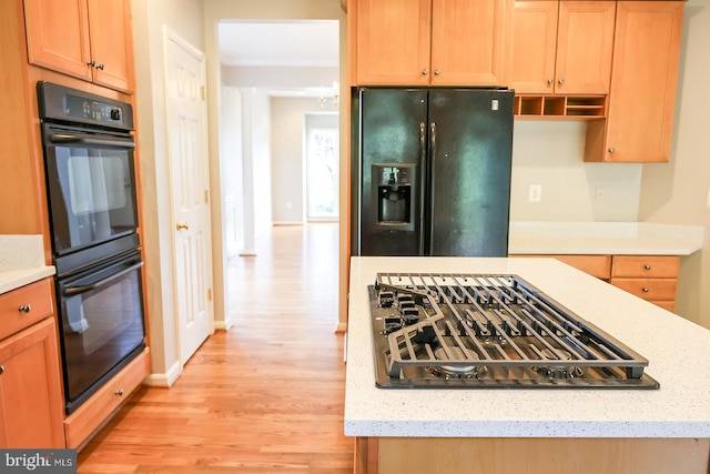 720 Beehive Way, Winchester, VA 22601 - kitchen featuring black appliances, light wood-style flooring, and light stone countertops