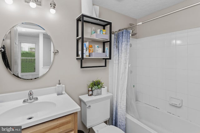 7 Woodland Ct, Hamilton, NJ 08610 - full bathroom featuring toilet, shower / tub combo, vanity, and a textured ceiling