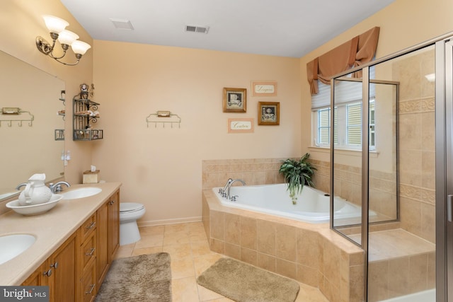 29 Monte Carlo Dr, Hamilton, NJ 08691 - full bathroom featuring a bath, tile patterned floors, a stall shower, double vanity, and baseboards