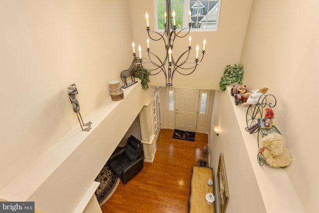29 Monte Carlo Dr, Hamilton, NJ 08691 - foyer entrance with a chandelier, wood finished floors, a high ceiling, and baseboards
