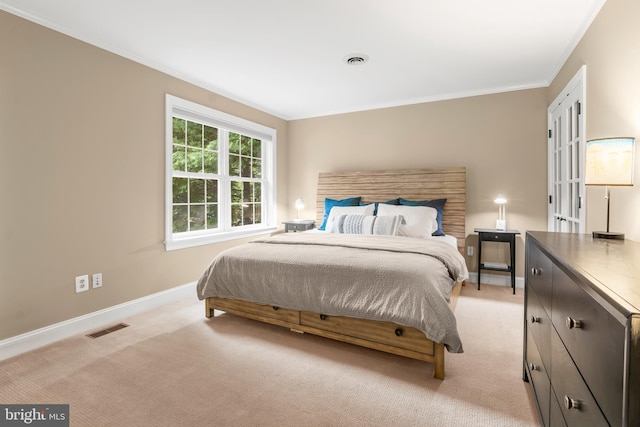 255 Lower Magothy Beach Rd, Severna Park, MD 21146 - bedroom with light carpet, ornamental molding, and baseboards