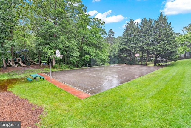 255 Lower Magothy Beach Rd, Severna Park, MD 21146 - view of basketball court with community basketball court and a lawn