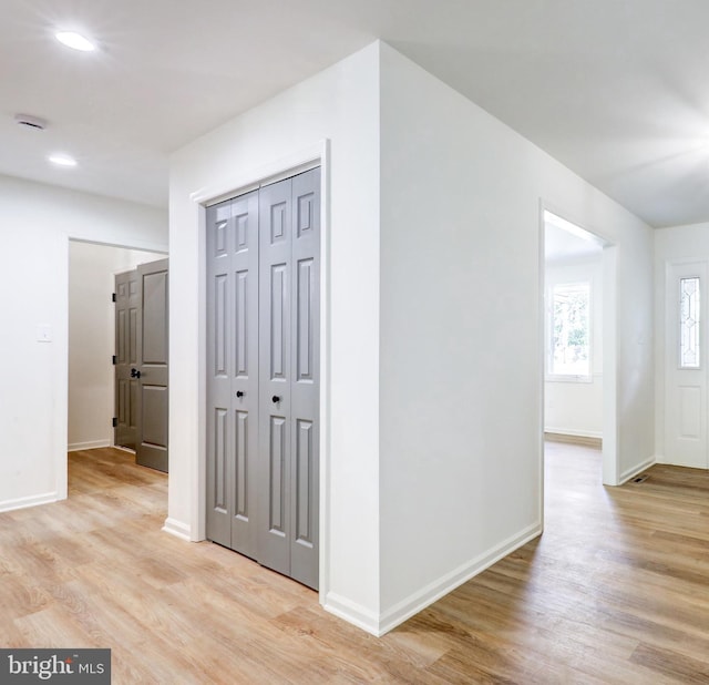 1017 Mill Rd, Leesport, PA 19533 - hallway with light wood finished floors, baseboards, and recessed lighting