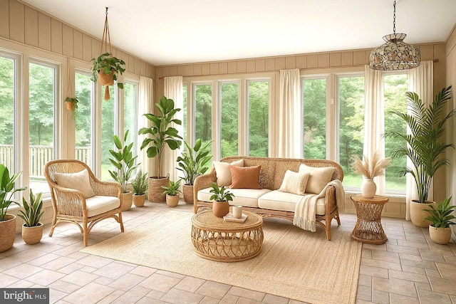 612 Howard Ave, Pitman, NJ 08071 - sunroom with stone tile flooring and wooden walls