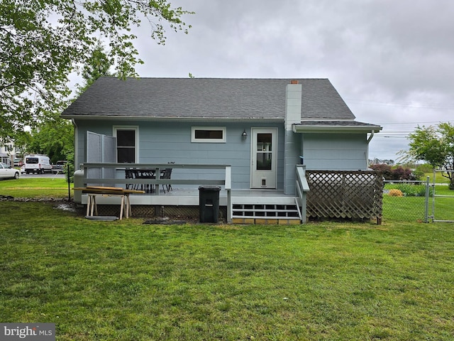 5934 Tilghman Island Rd, Tilghman, MD 21671 - back of property featuring a wooden deck and roof with shingles