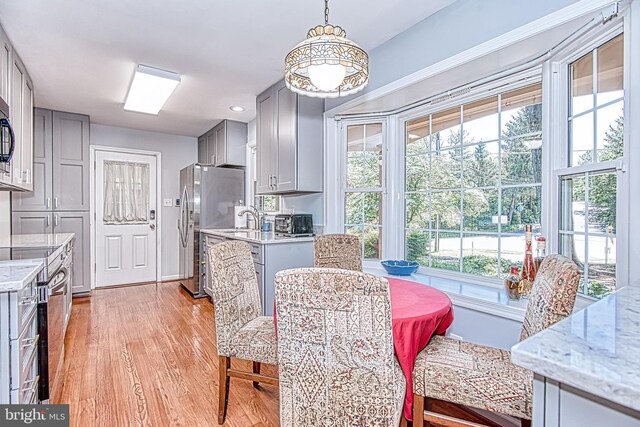 dining room featuring light wood finished floors and plenty of natural light