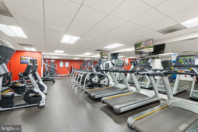 3000 Spout Run Pkwy Unit B606, Arlington, VA 22201 - exercise room featuring a paneled ceiling