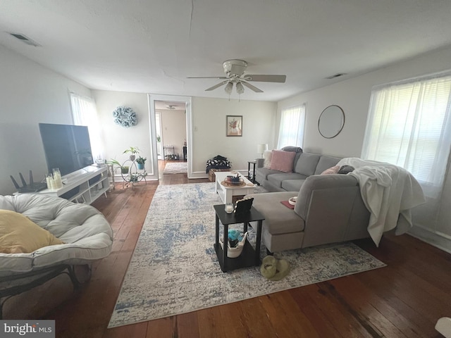 619 S Cameron St, Winchester, VA 22601 - living room with hardwood / wood-style flooring, ceiling fan, and baseboards