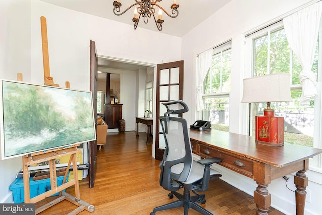 730 Fillmore St, Harpers Ferry, WV 25425 - office space with wood finished floors and a chandelier
