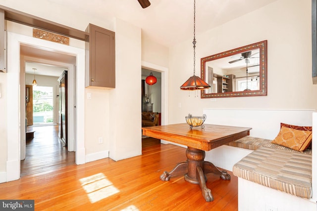 730 Fillmore St, Harpers Ferry, WV 25425 - dining area featuring a ceiling fan, light wood-style floors, and baseboards