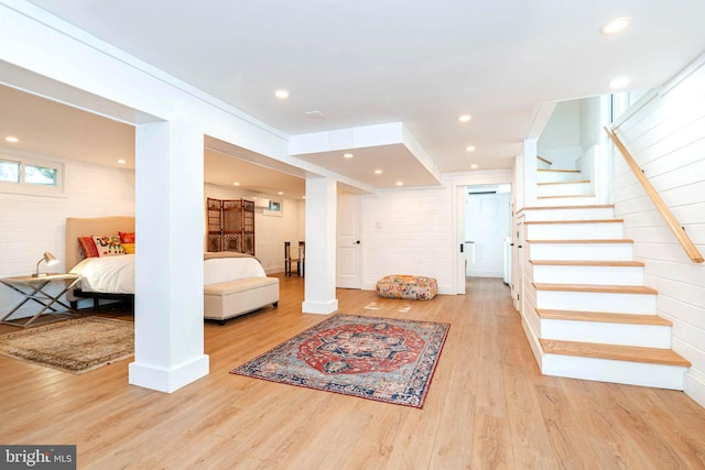 730 Fillmore St, Harpers Ferry, WV 25425 - entrance foyer featuring wood finished floors, stairs, wood walls, recessed lighting, and baseboards