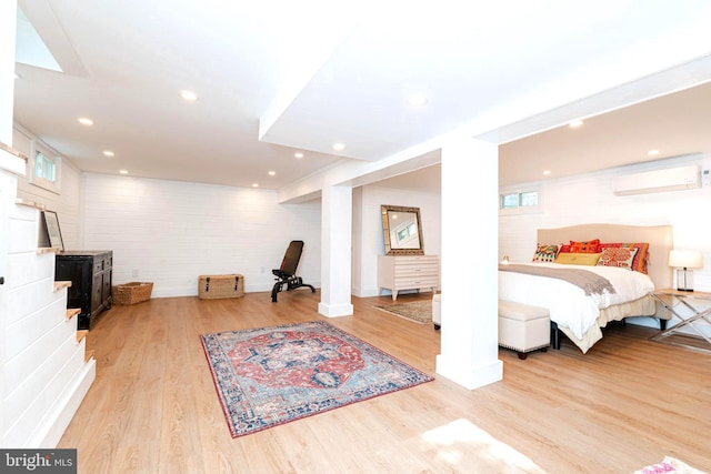 730 Fillmore St, Harpers Ferry, WV 25425 - bedroom with a wall mounted air conditioner, light wood-style floors, multiple windows, and recessed lighting