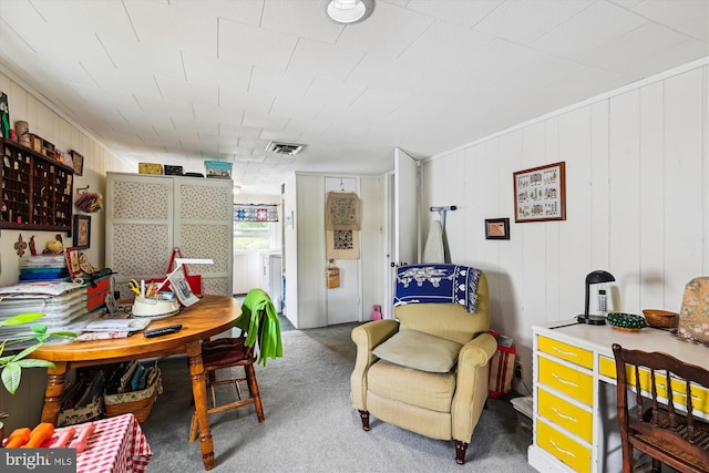 view of carpeted dining room