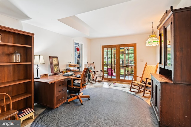 view of tiled home office