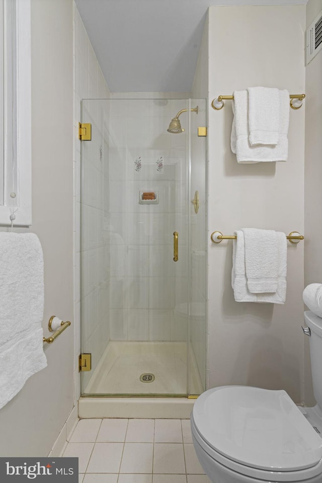 14906 Cranoke St, Centreville, VA 20120 - full bath featuring toilet, tile patterned floors, a shower stall, and baseboards