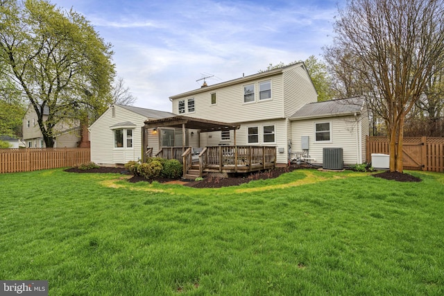 14906 Cranoke St, Centreville, VA 20120 - back of house featuring a wooden deck and cooling unit
