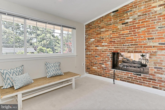 4124 Watkins Trl, Annandale, VA 22003 - living area with carpet flooring, baseboards, crown molding, and brick wall