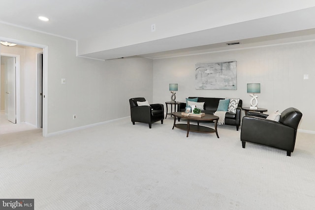 4124 Watkins Trl, Annandale, VA 22003 - living room featuring baseboards, light colored carpet, and recessed lighting