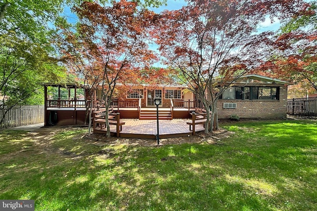 4124 Watkins Trl, Annandale, VA 22003 - back of house featuring a wooden deck and brick siding