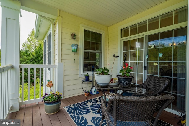wooden deck with covered porch