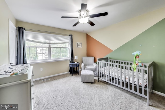 2307 Springdale Ln, Waldorf, MD 20603 - bedroom featuring carpet floors, a nursery area, and a ceiling fan