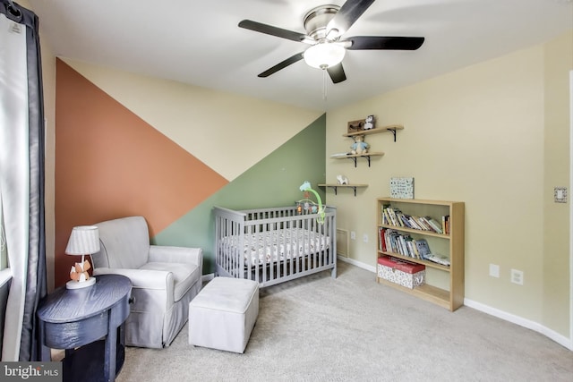 2307 Springdale Ln, Waldorf, MD 20603 - carpeted bedroom featuring ceiling fan and a crib