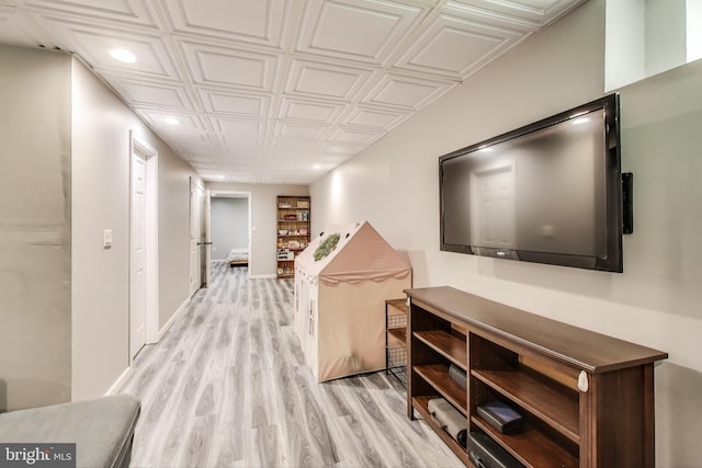 2307 Springdale Ln, Waldorf, MD 20603 - corridor featuring light wood-type flooring, an ornate ceiling, and recessed lighting