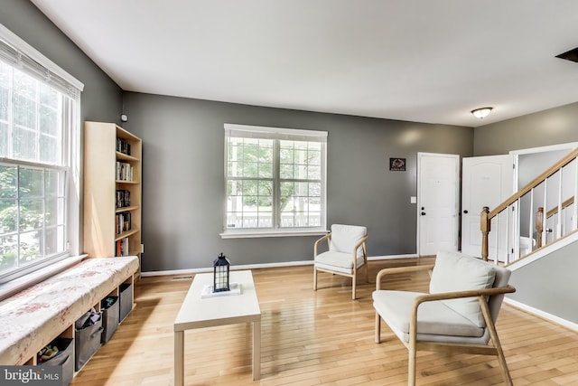 2307 Springdale Ln, Waldorf, MD 20603 - sitting room with plenty of natural light, light wood-style floors, and stairs
