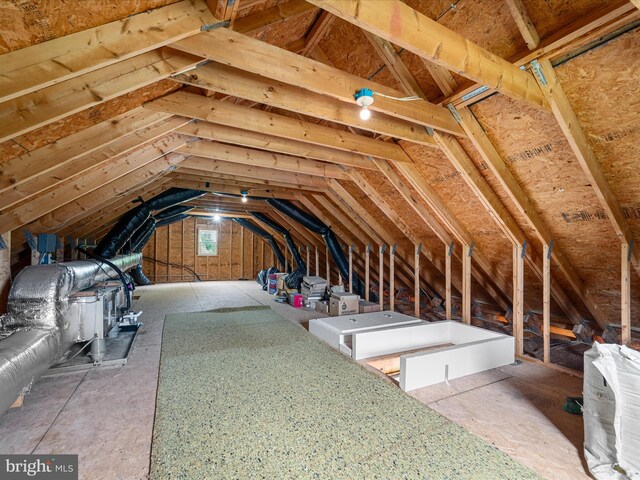 view of unfinished attic