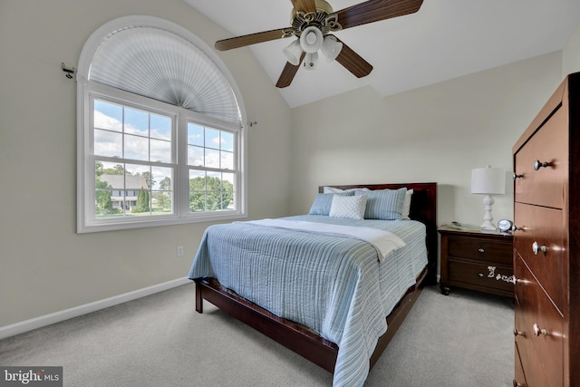 25977 Kildee Run, Mardela Springs, MD 21837 - bedroom featuring carpet flooring, lofted ceiling, baseboards, and a ceiling fan