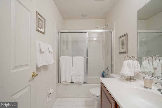 87 Chapel Hill Rd, Mount Laurel, NJ 08054 - bathroom with toilet, vanity, combined bath / shower with glass door, and tile patterned floors