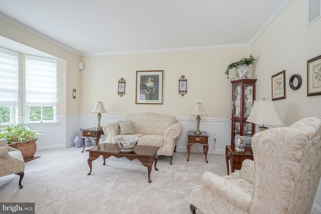 87 Chapel Hill Rd, Mount Laurel, NJ 08054 - living area featuring ornamental molding, carpet flooring, and baseboards