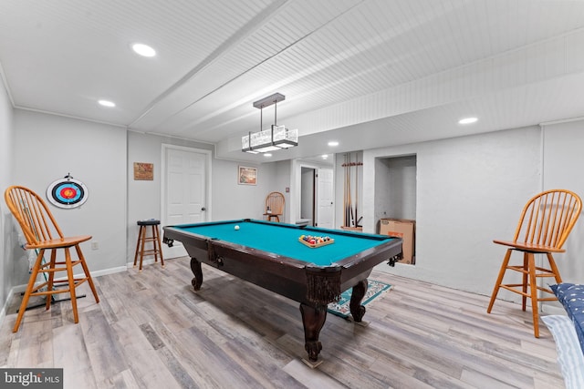 4 Fox Ridge Rd, Glenmoore, PA 19343 - recreation room with light wood finished floors, billiards table, and recessed lighting