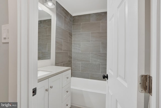 6706 Marsden St, Philadelphia, PA 19135 - full bathroom featuring vanity, ornamental molding, and washtub / shower combination