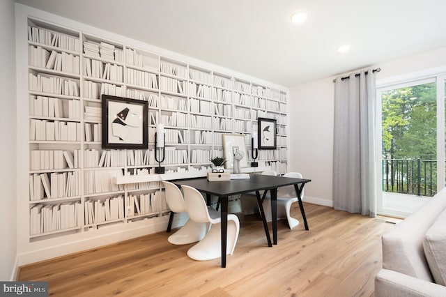 42152 Stone Press Ter, Brambleton, VA 20148 - dining room featuring baseboards, wood finished floors, recessed lighting, and an office area