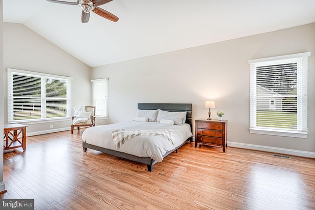 38452 Millstone, Purcellville, VA 20132 - bedroom featuring light wood-style flooring, lofted ceiling, baseboards, and a ceiling fan