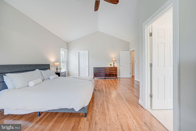 38452 Millstone, Purcellville, VA 20132 - bedroom with light wood-style flooring, lofted ceiling, ceiling fan, and baseboards