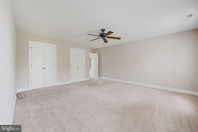38452 Millstone, Purcellville, VA 20132 - unfurnished bedroom with carpet flooring, two closets, baseboards, and ceiling fan