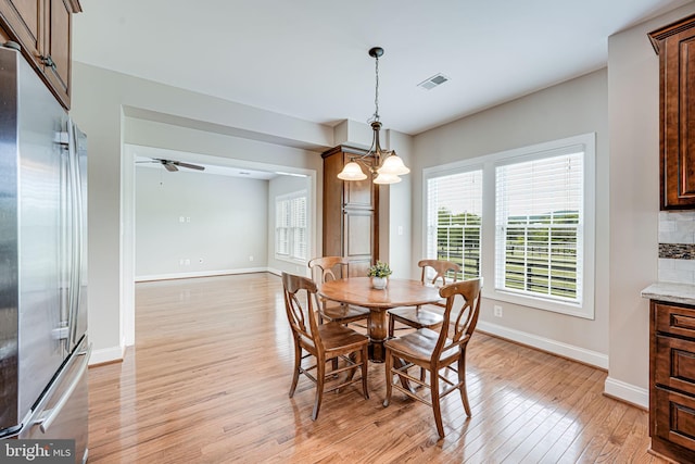 38452 Millstone, Purcellville, VA 20132 - dining room featuring light wood-style flooring, baseboards, and ceiling fan