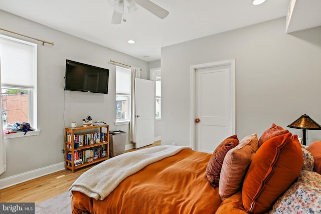 419 S E Ave, Baltimore, MD 21224 - bedroom with wood finished floors, baseboards, recessed lighting, and ceiling fan