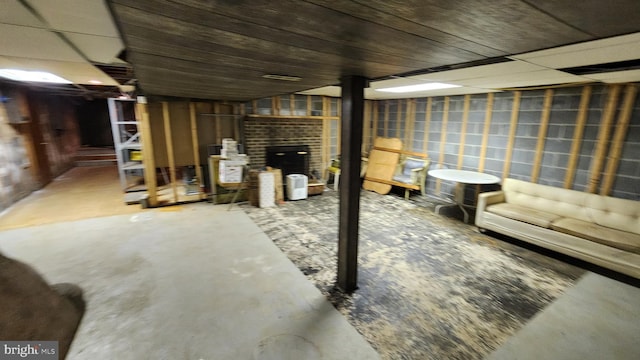 319 Morton Ave, Paulsboro, NJ 08066 - finished below grade area featuring a brick fireplace