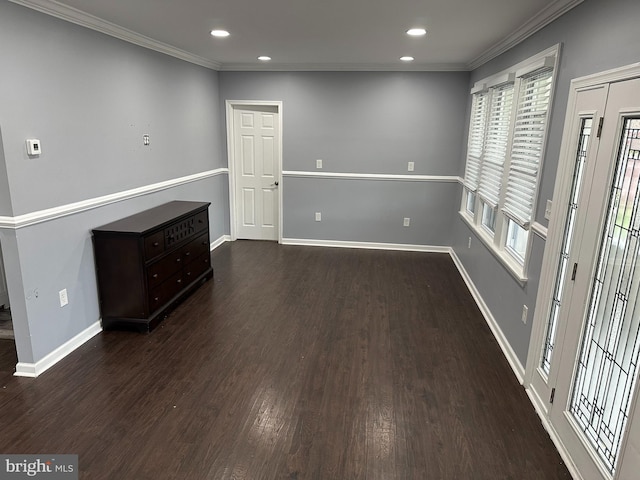 7235 Baltimore Annapolis Blvd, Glen Burnie, MD 21061 - unfurnished room with wood finished floors, baseboards, crown molding, and recessed lighting