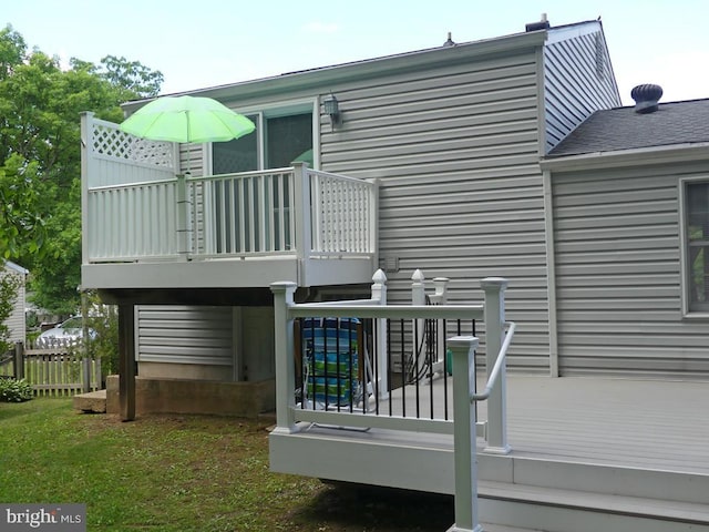 5 Bamborough Ct, Baltimore, MD 21236 - rear view of property featuring a balcony, a wooden deck, and roof with shingles