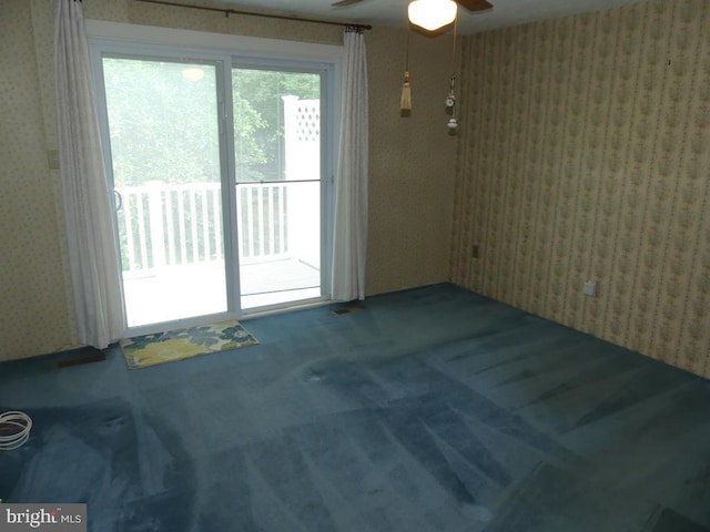 5 Bamborough Ct, Baltimore, MD 21236 - spare room with carpet flooring, a ceiling fan, and wallpapered walls