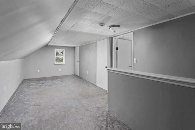additional living space featuring carpet floors and lofted ceiling
