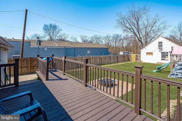 deck with a playground