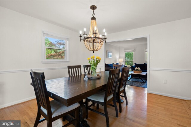 2112 Wittington Blvd, Alexandria, VA 22308 - dining area with a chandelier, light wood-type flooring, and baseboards